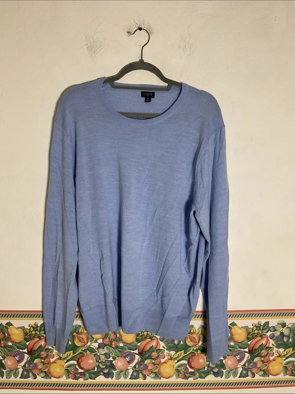 J. Crew Men’s Light Blue Merino Wool Blend Crewneck Sweater Size XL